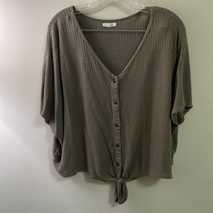 Olive Green Hanging Waffle Top